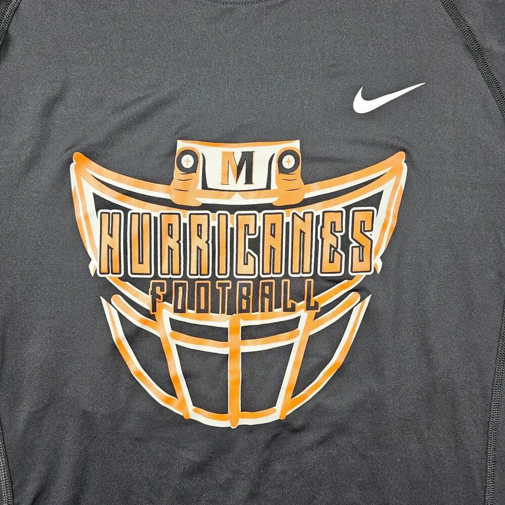 Miami Hurricanes Shirt Mens 2XL Black Nike Pro Slim Fit Athletic Training Logo